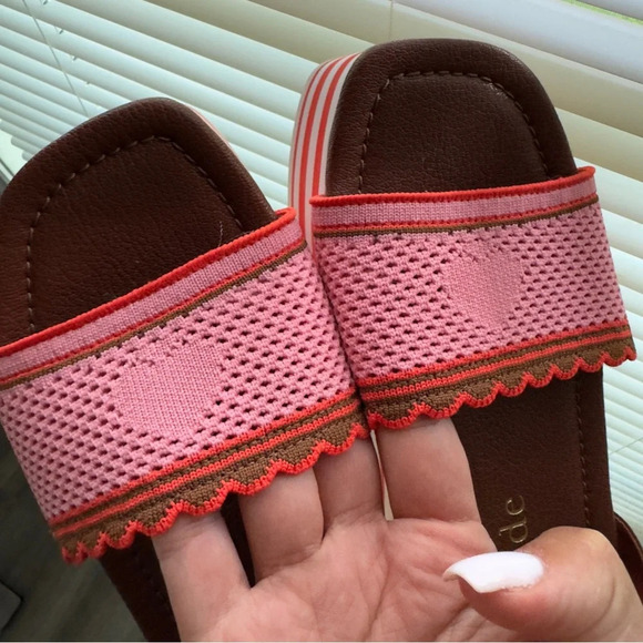 Kate Spade New York Highrise Spade Wedge Sandals Size 9.5 Pink - Picture 5 of 8